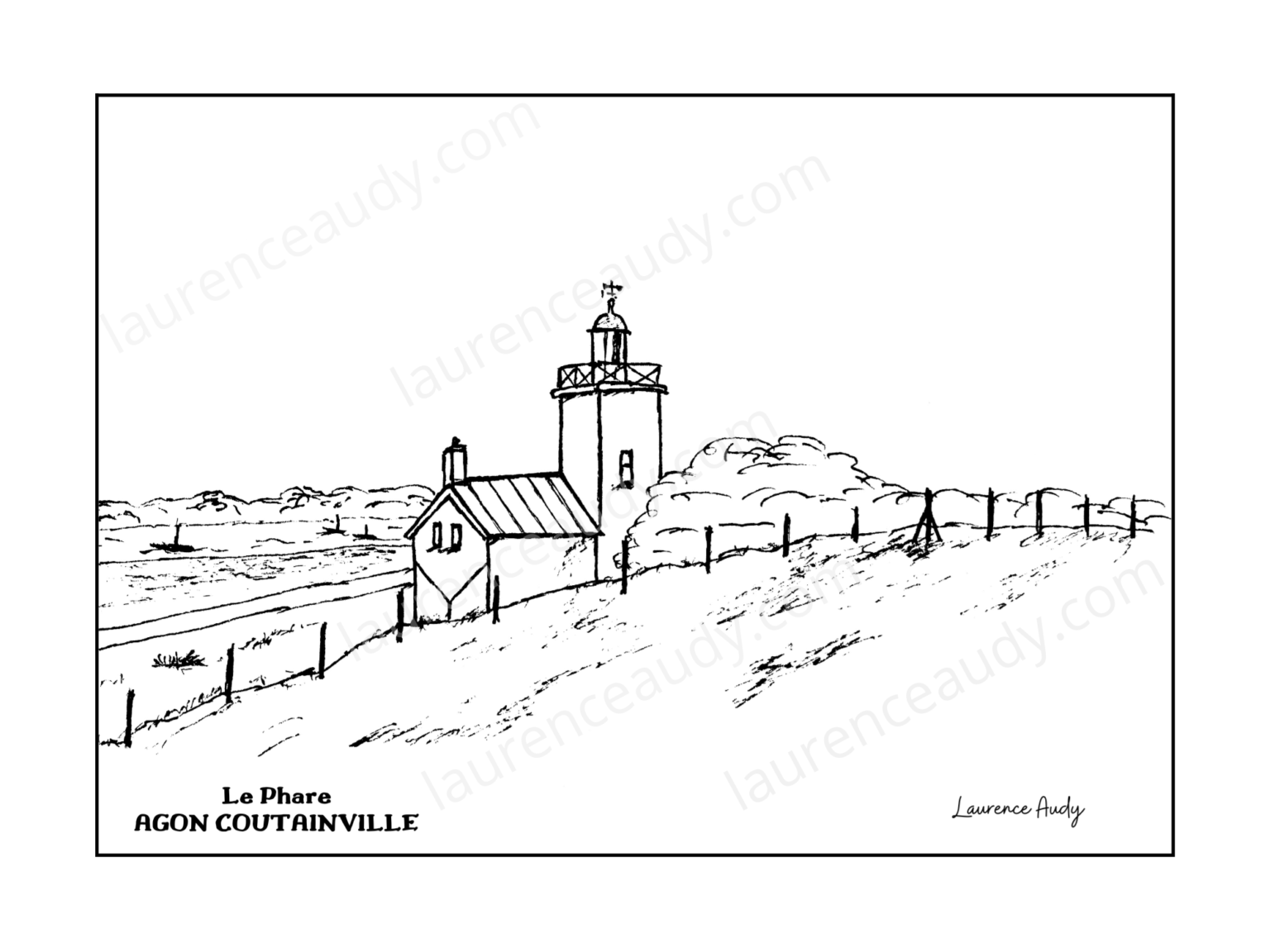 Dessin Le Phare Agon Coutainville Laurence Audy