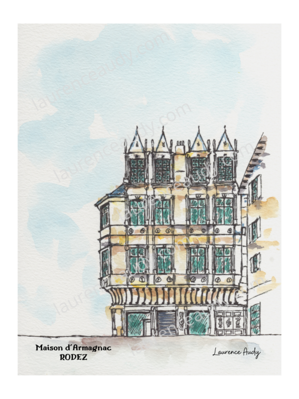 12-RODEZ-MAISON ARMAGNAC-AQUARELLE FILIGRANE