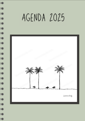 Agenda_dessin_surf_cocotier_2025_N1_laurence_audy