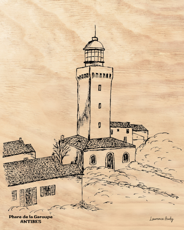 06-ANTIBES-PHARE DE LA GAROUPE-N&B-BOIS-24X30