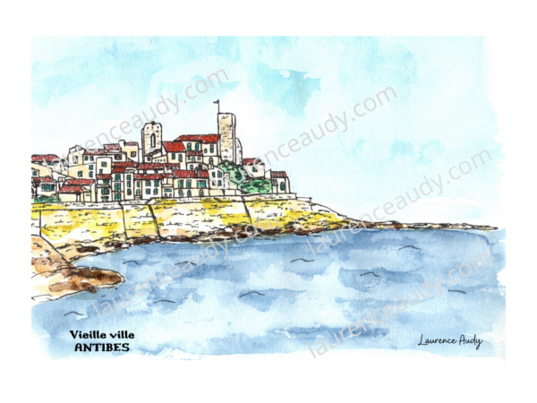 06-ANTIBES-VIEILLE VILLE-AQUARELLE FILIGRANE