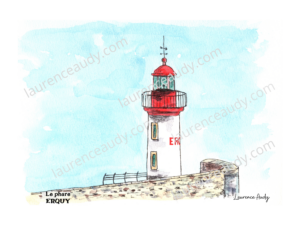 22-ERQUY-LE PHARE-AQUARELLE FILIGRANE