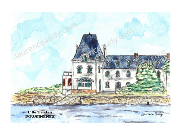 29-DOUARNENEZ-ILE TRISTAN-AQUARELLE FILIGRANE