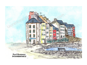 29-DOUARNENEZ-PORT ROSMEUR-AQUARELLE FILIGRANE