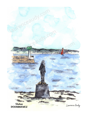 29-DOUARNENEZ-STATUE-AQUARELLE FILIGRANE